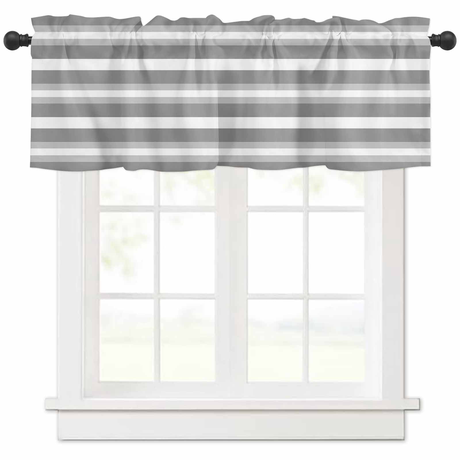 nqOlkjepod Grey Stripe Farmhouse Short Window Curtain Valances ...