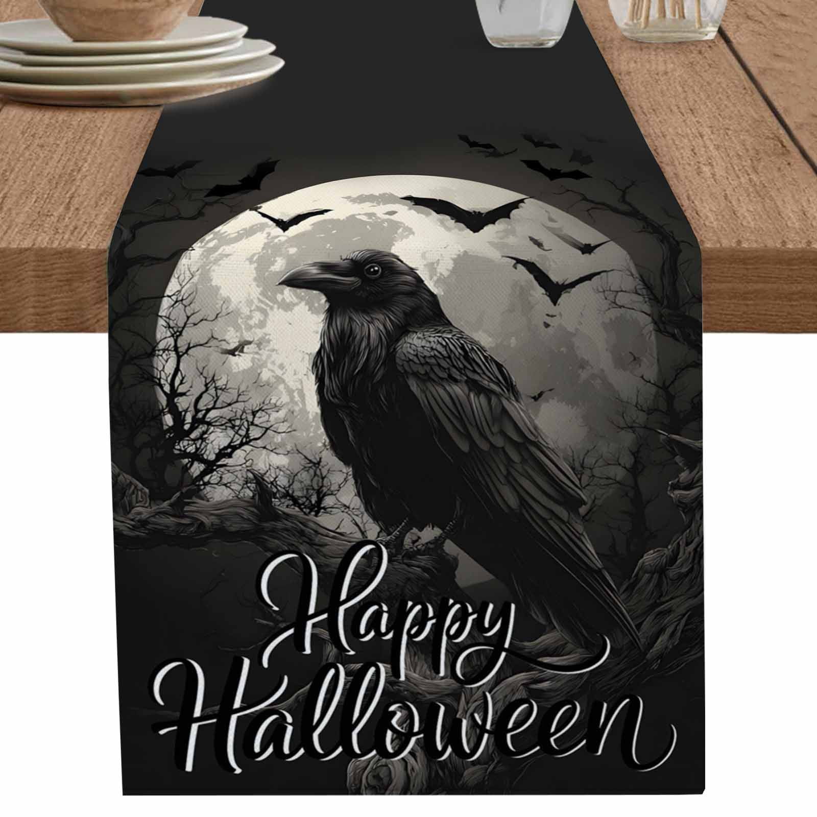 nqOlkjepod Halloween Crow Table Runner 72 Inches Long Farmhouse Dress ...