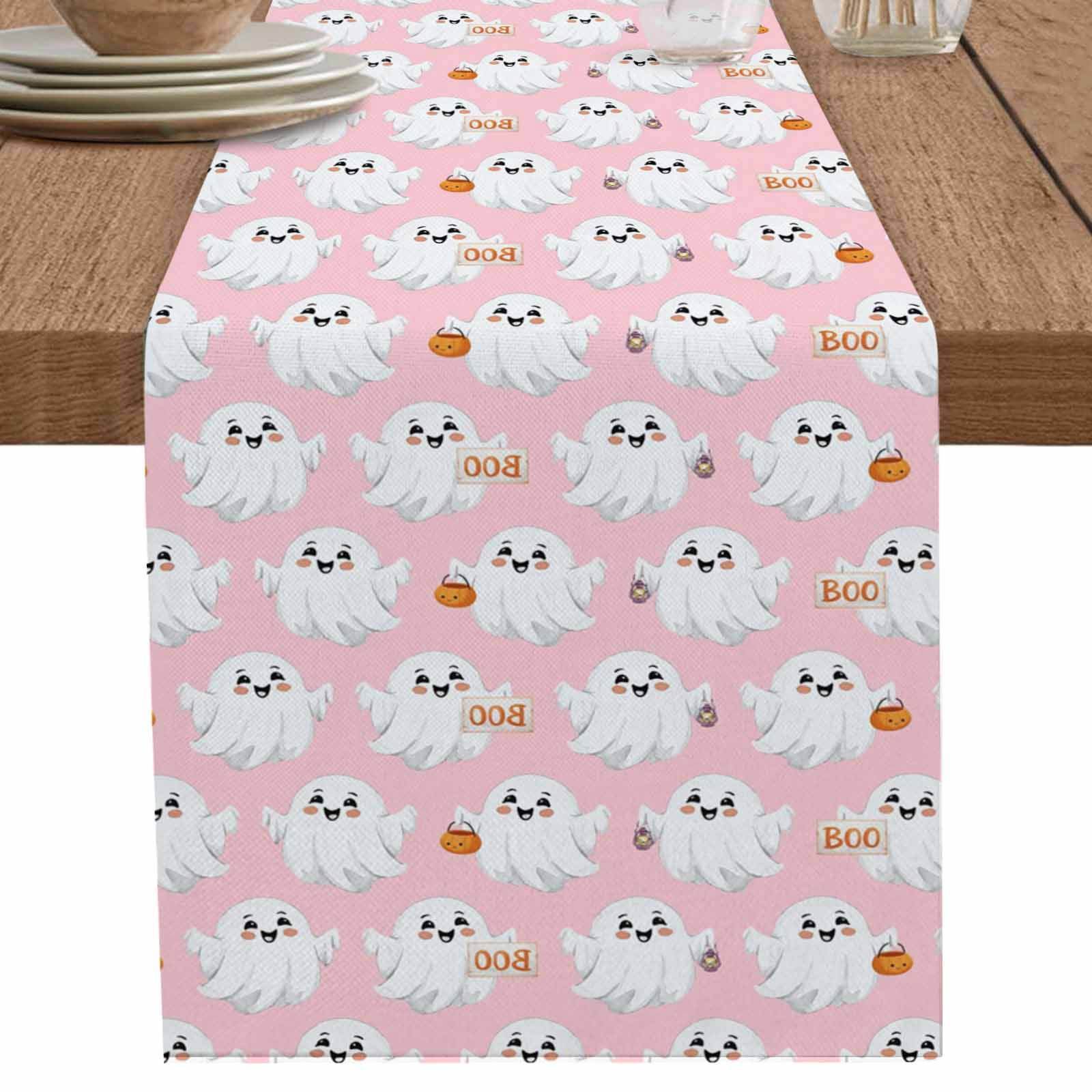 nqOlkjepod Halloween Cute Ghost Table Runner 120 Inches Long Farmhouse ...