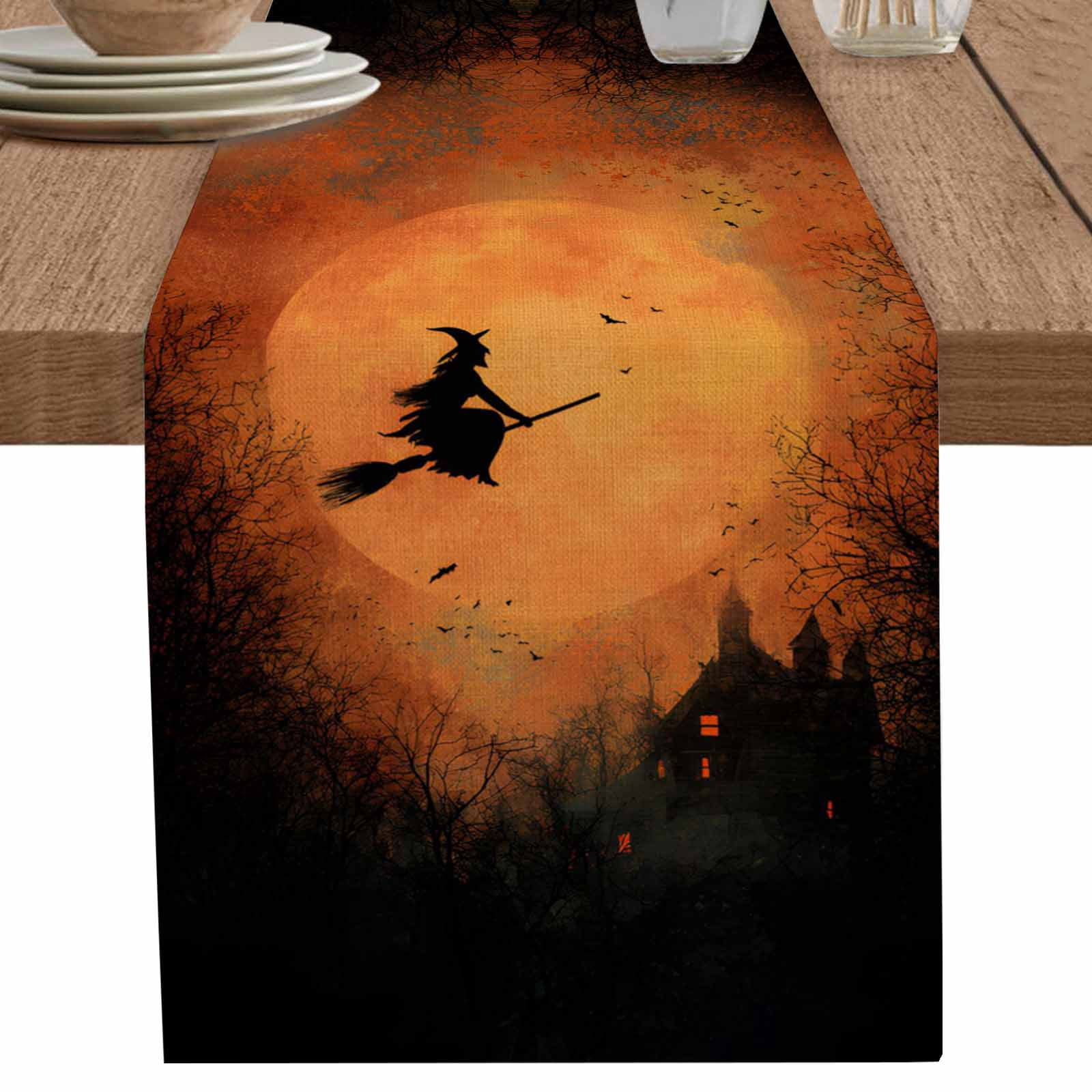 nqOlkjepod Halloween Orange Table Runner 72 Inches Long Farmhouse Dress ...