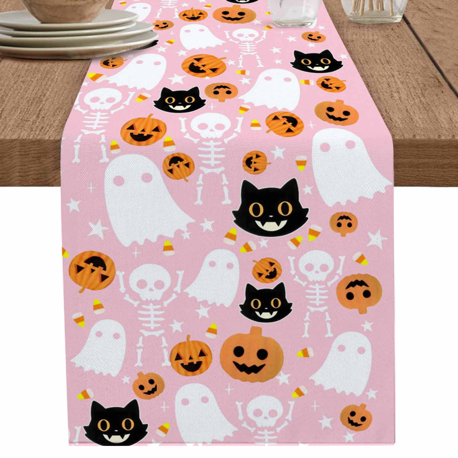 nqOlkjepod Halloween Pink Table Runner 70 Inches Long Farmhouse Dress ...