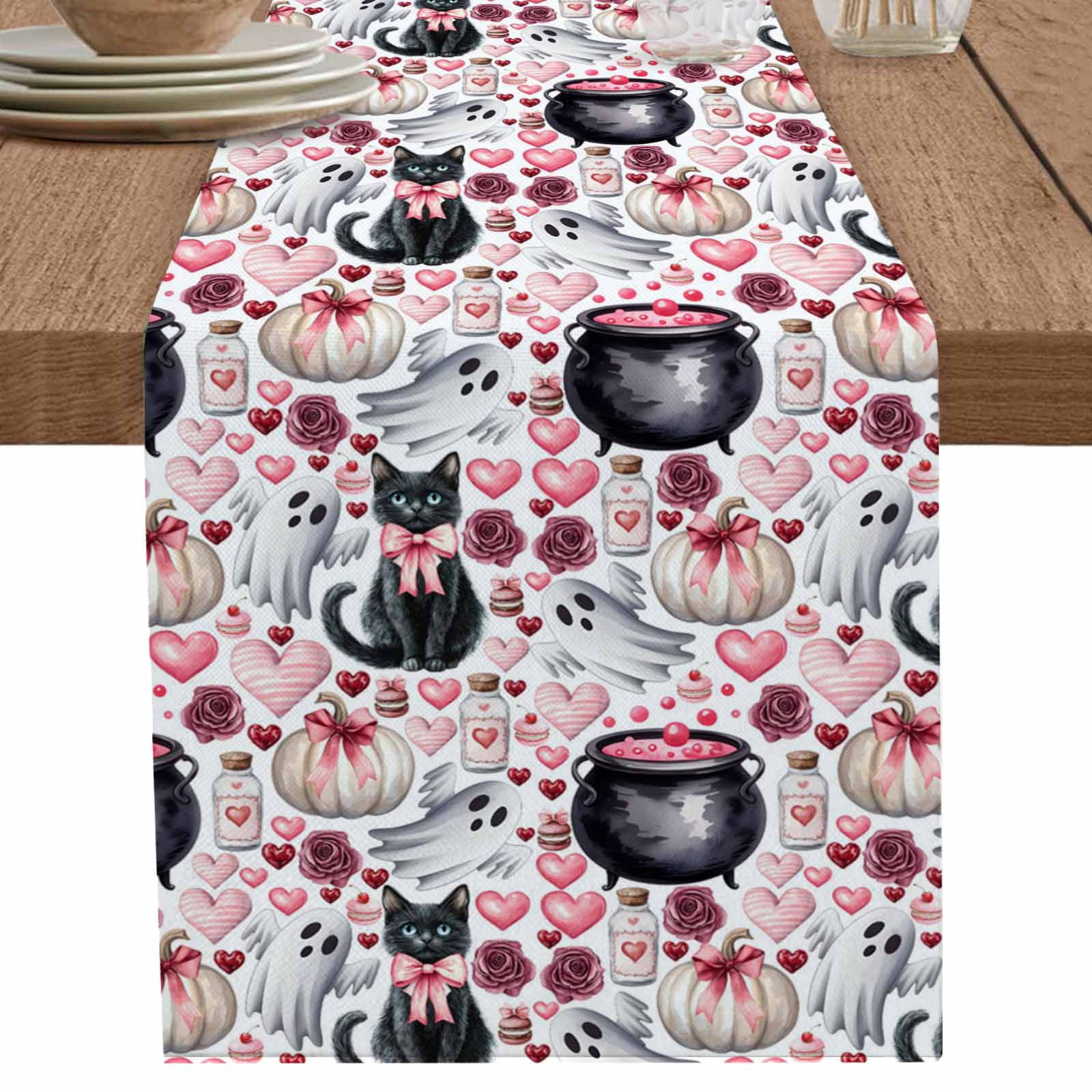 nqOlkjepod Halloween Table Runner 120 Inches Long Farmhouse Dress ...