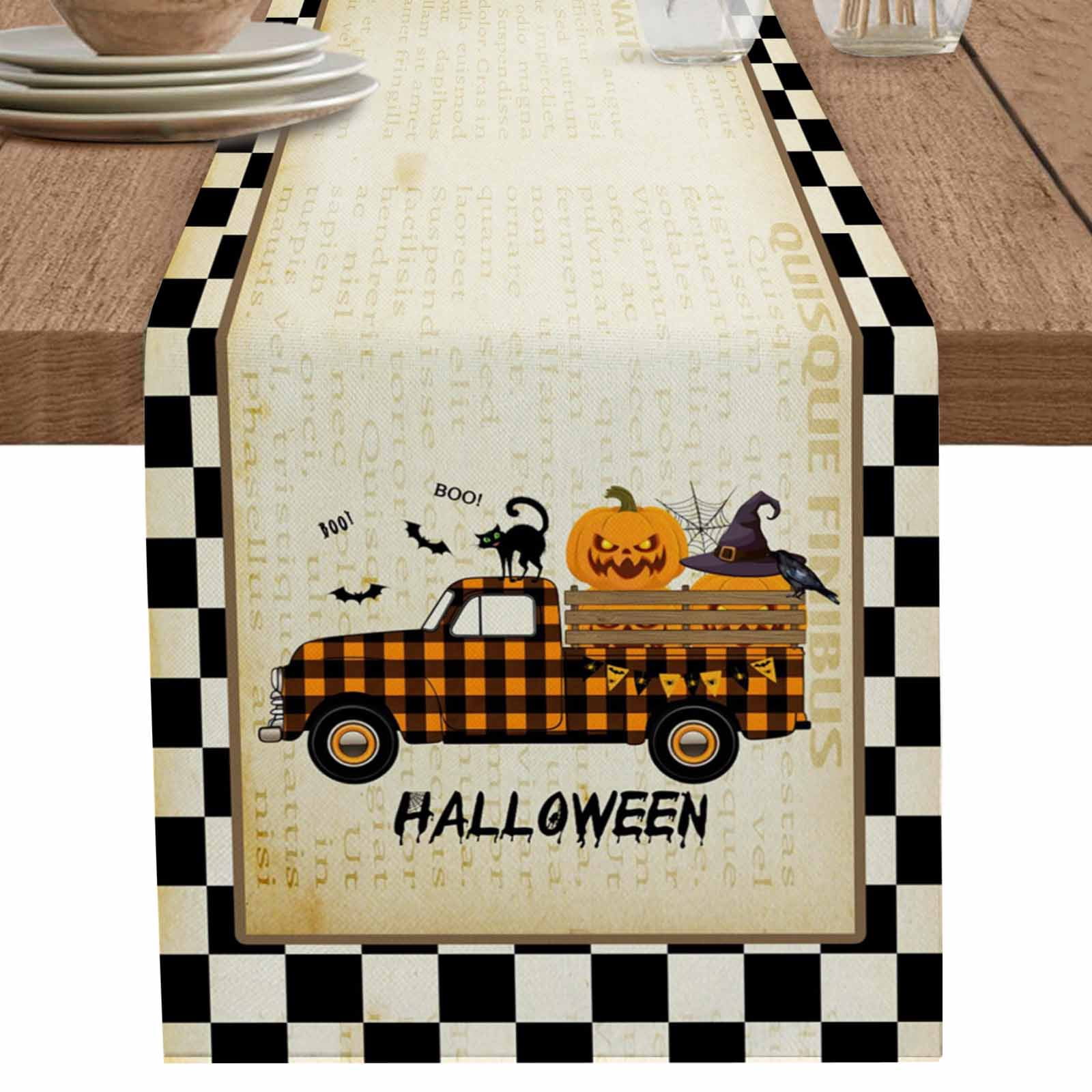 nqOlkjepod Halloween Table Runner 120 Inches Long Farmhouse Dress ...