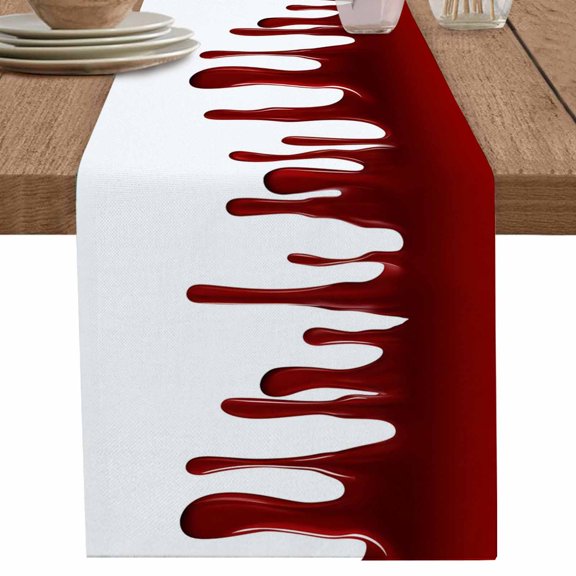 nqOlkjepod Halloween Table Runner 36 Inches Long Farmhouse Dress Scarves, Horror Red Blood Driping Halloween Dining Tablerunner for Coffee Table/Kitchen Island/Party Décor, Small 13" x 36"