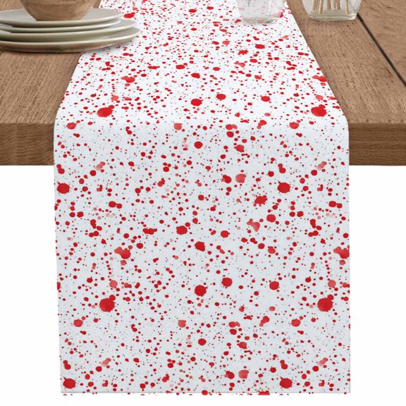 nqOlkjepod Halloween Table Runner 36 Inches Long Farmhouse Dress Scarves, Red Blood Scary Splash Fall Holiday Dining Tablerunner for Coffee Table/Kitchen Island/Party Décor, Small 13" x 36"