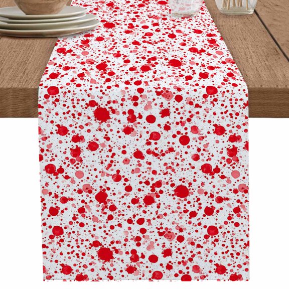 nqOlkjepod Halloween Table Runner 36 Inches Long Farmhouse Dress Scarves, Scary Red Blood Drop Splash Dots Dining Tablerunner for Coffee Table/Kitchen Island/Party Décor, Small 13" x 36"