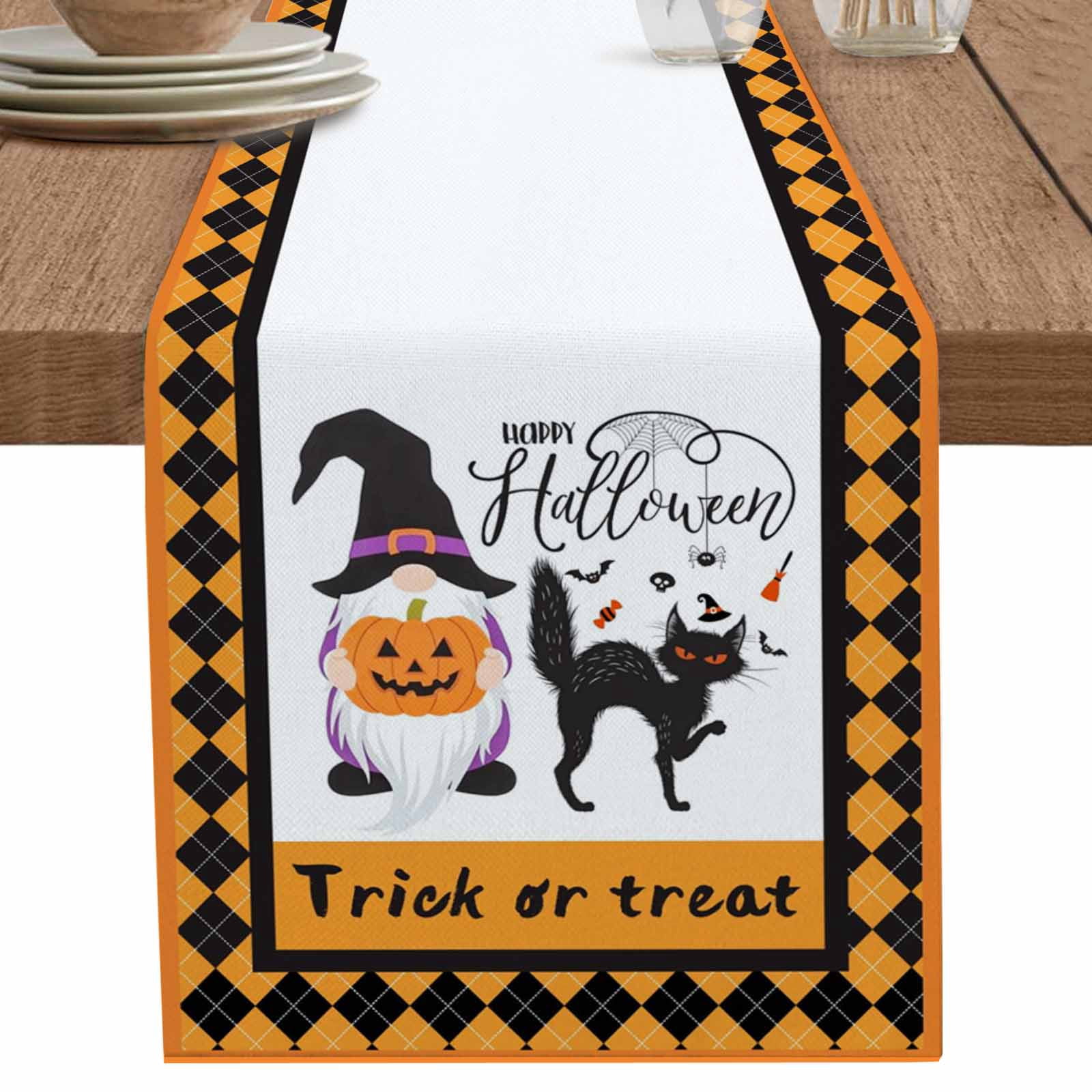 nqOlkjepod Halloween Table Runner 60 Inches Long Farmhouse Dress ...