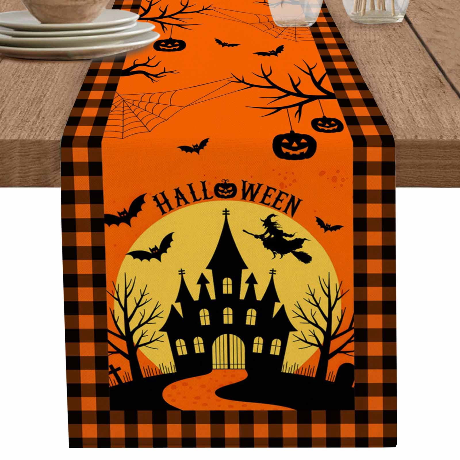 nqOlkjepod Halloween Table Runner 60 Inches Long Farmhouse Dress ...