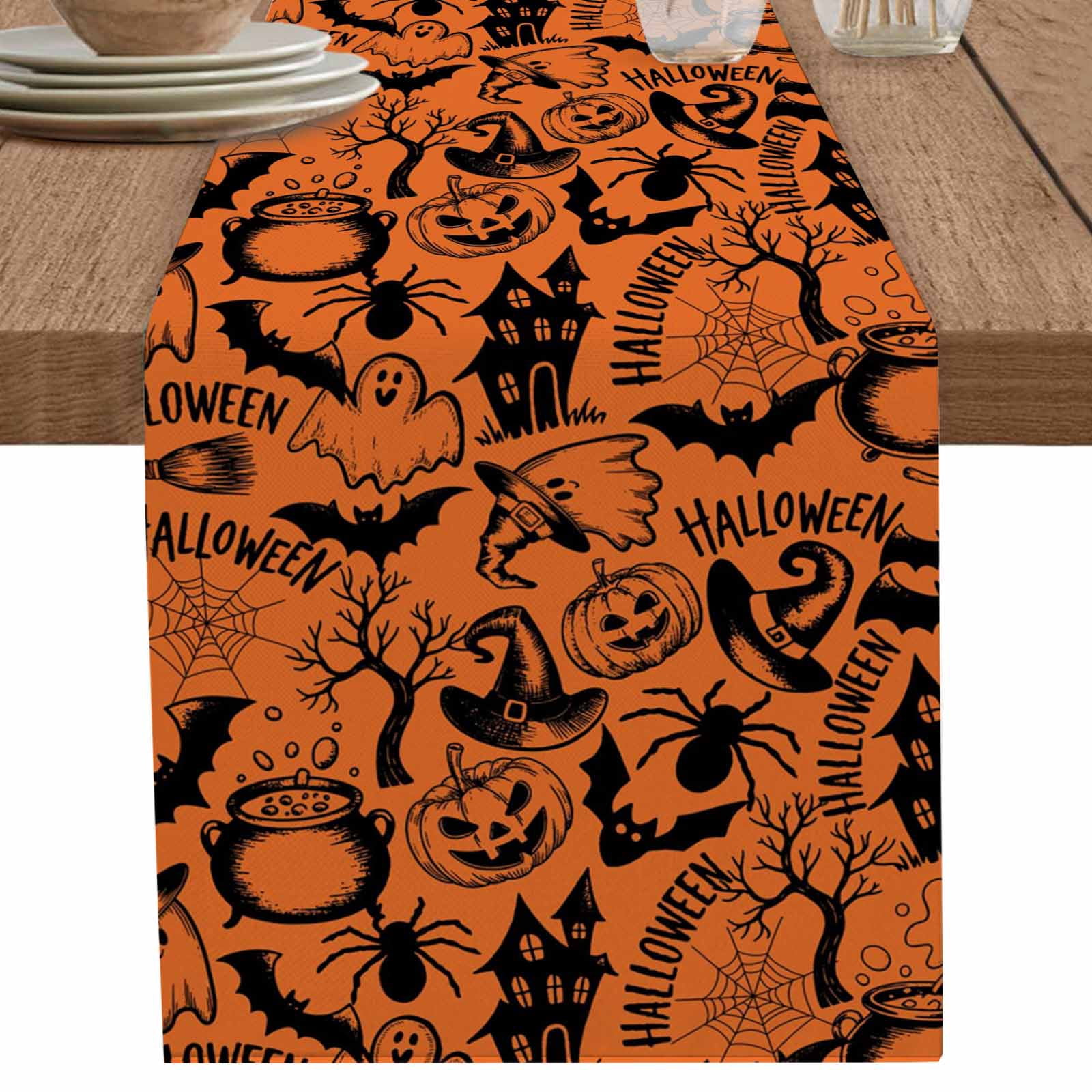 nqOlkjepod Halloween Table Runner 70 Inches Long Farmhouse Dress ...