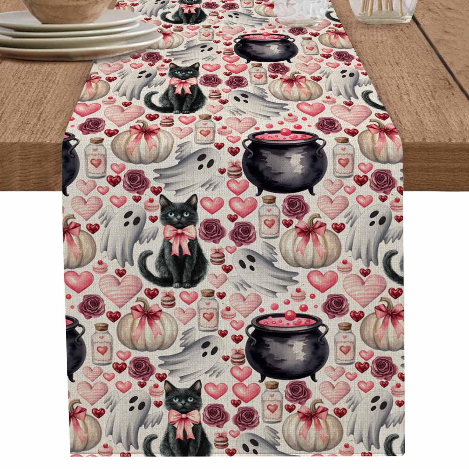 nqOlkjepod Halloween Table Runner 72 Inches Long Farmhouse Dress ...