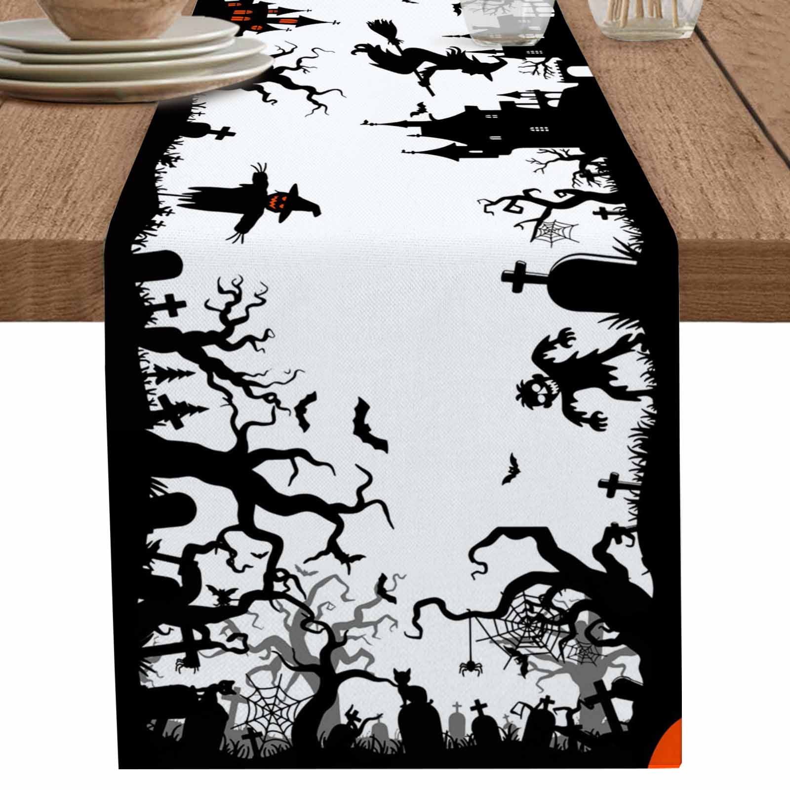 nqOlkjepod Halloween Table Runner 72 Inches Long Farmhouse Dress ...