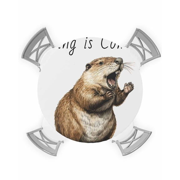 nqOlkjepod Happy Groundhog Day Round Tablecloth, Fitted Table Cover with Elastic for 36"-44" Round Tables, February Spring Party Cute Animals Table Cloth Outdoor Dinning Party Waterproof Tablecloths