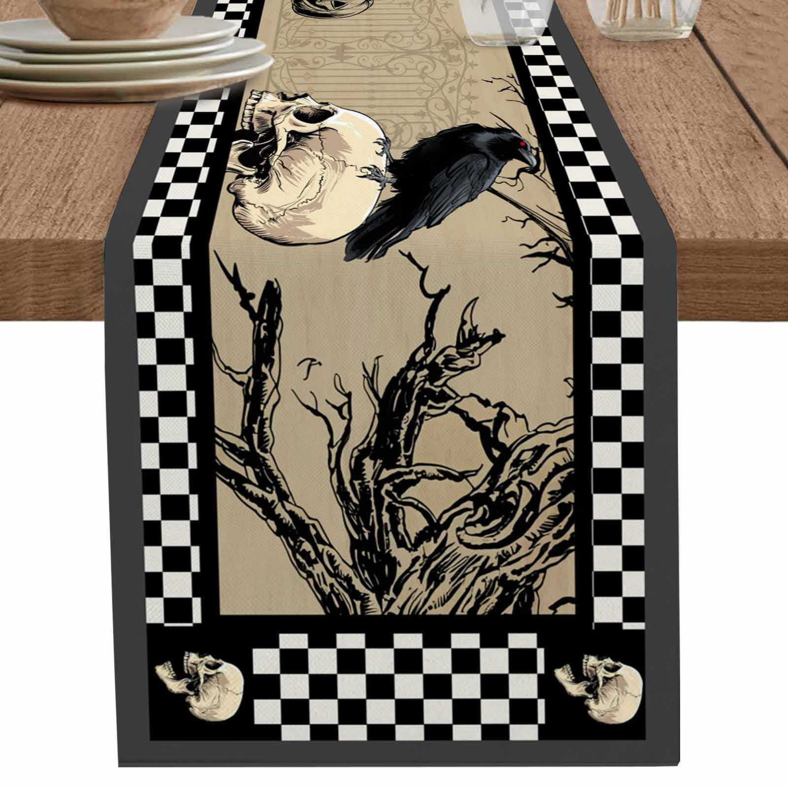 nqOlkjepod Happy Halloween Table Runner 72 Inches Long Farmhouse Dress ...