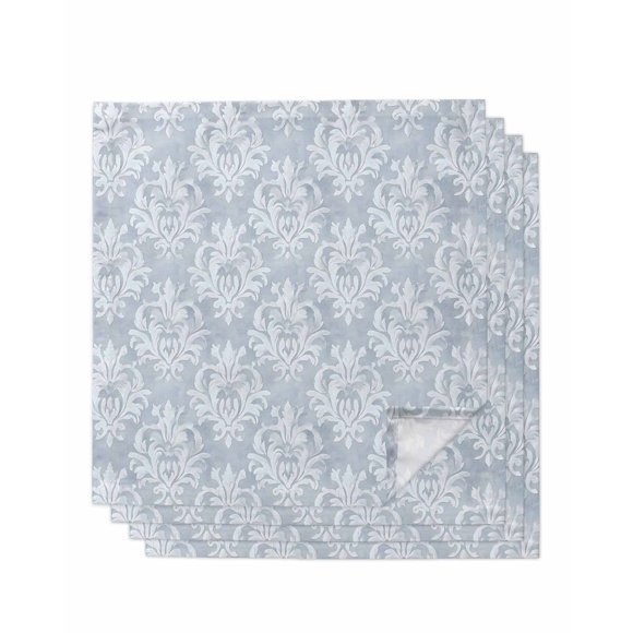 nqOlkjepod Haze Blue Boho Cloth Napkins Set of 4 Reusable Dinner Napkins, Neutral Middle Century Turkish Pattern Cocktail Napkin Washable Table Napkins for Wedding/Holiday Party/Baby Shower 20"x20"
