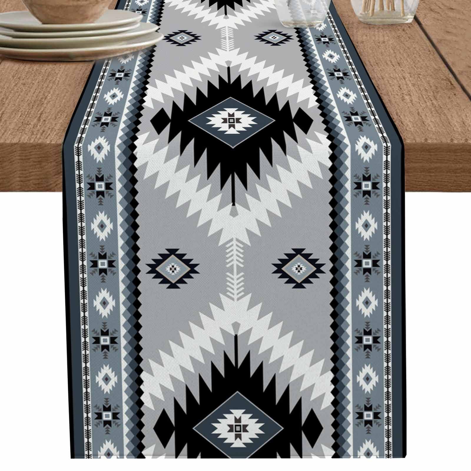 nqOlkjepod Haze Blue Boho Table Runner 36 Inches Long Farmhouse Dress ...