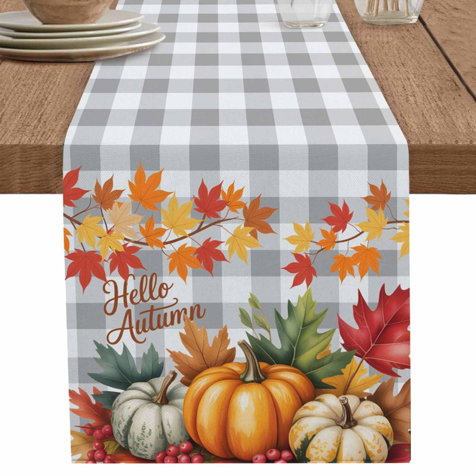 nqOlkjepod Hello Autumn Table Runner 90 Inches Long Farmhouse Dress ...