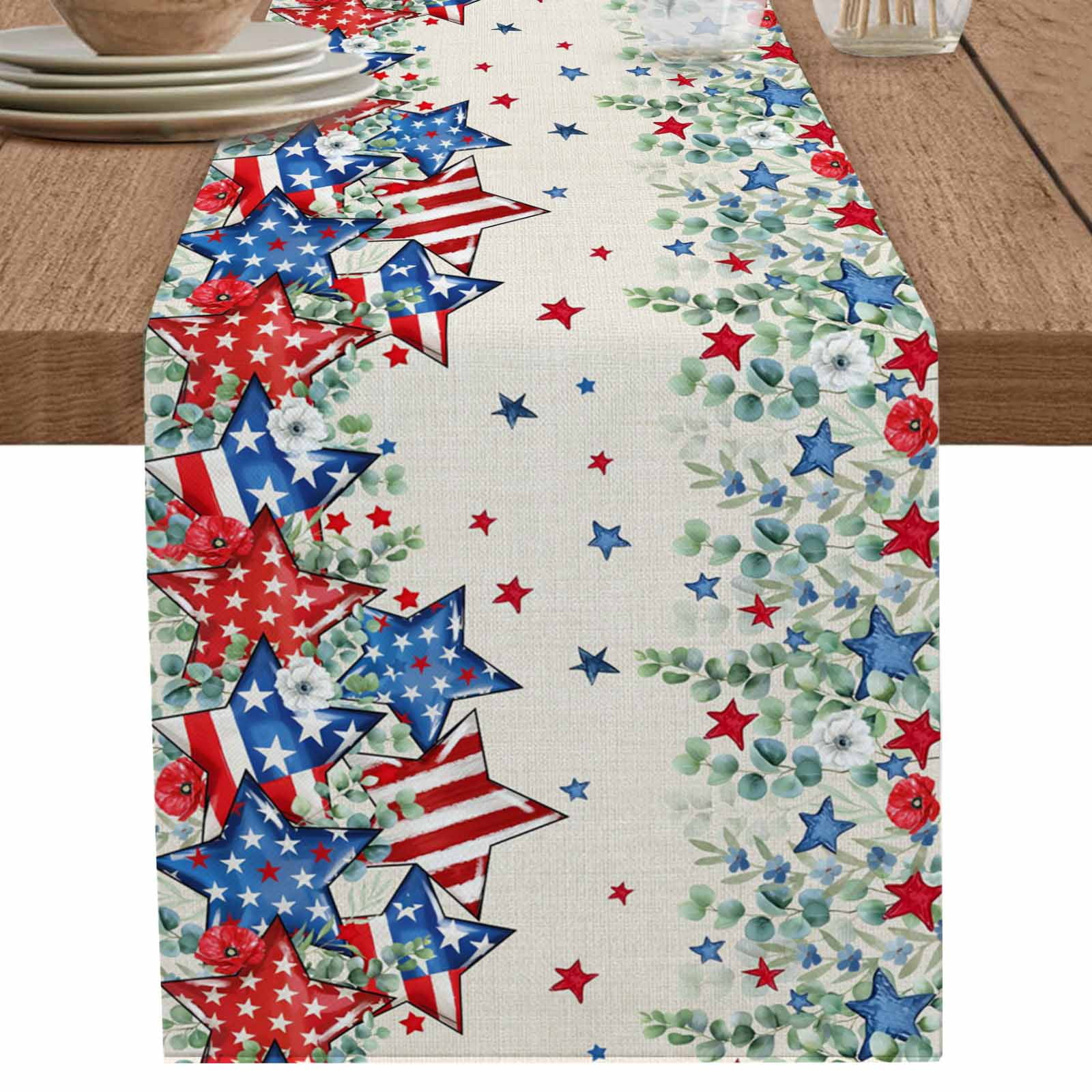 nqOlkjepod Independence Day Table Runner 120 Inches Long Farmhouse ...