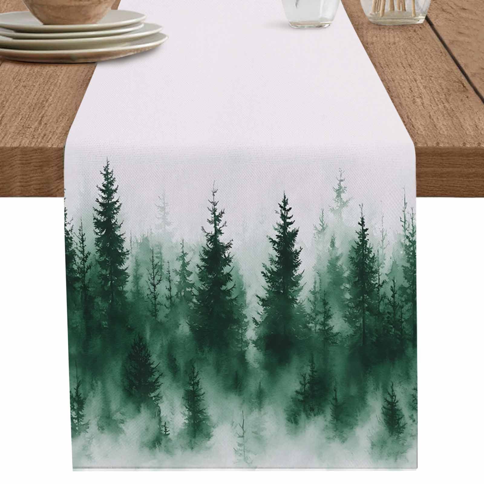 nqOlkjepod Ink Green Ombre Forest Table Runner 72 Inches Long Farmhouse ...