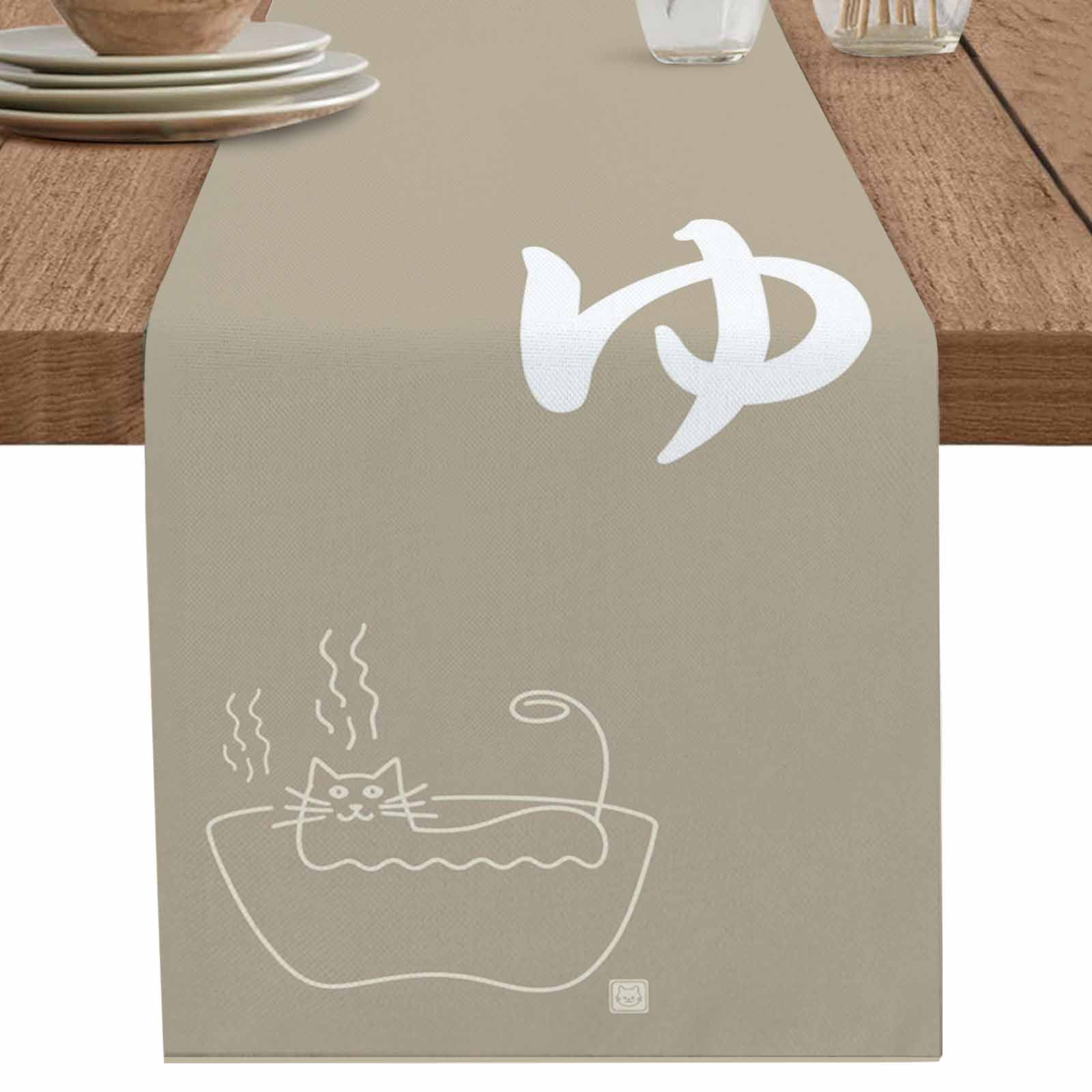 nqOlkjepod Japanese Cat Table Runner 120 Inches Long Farmhouse Dress ...