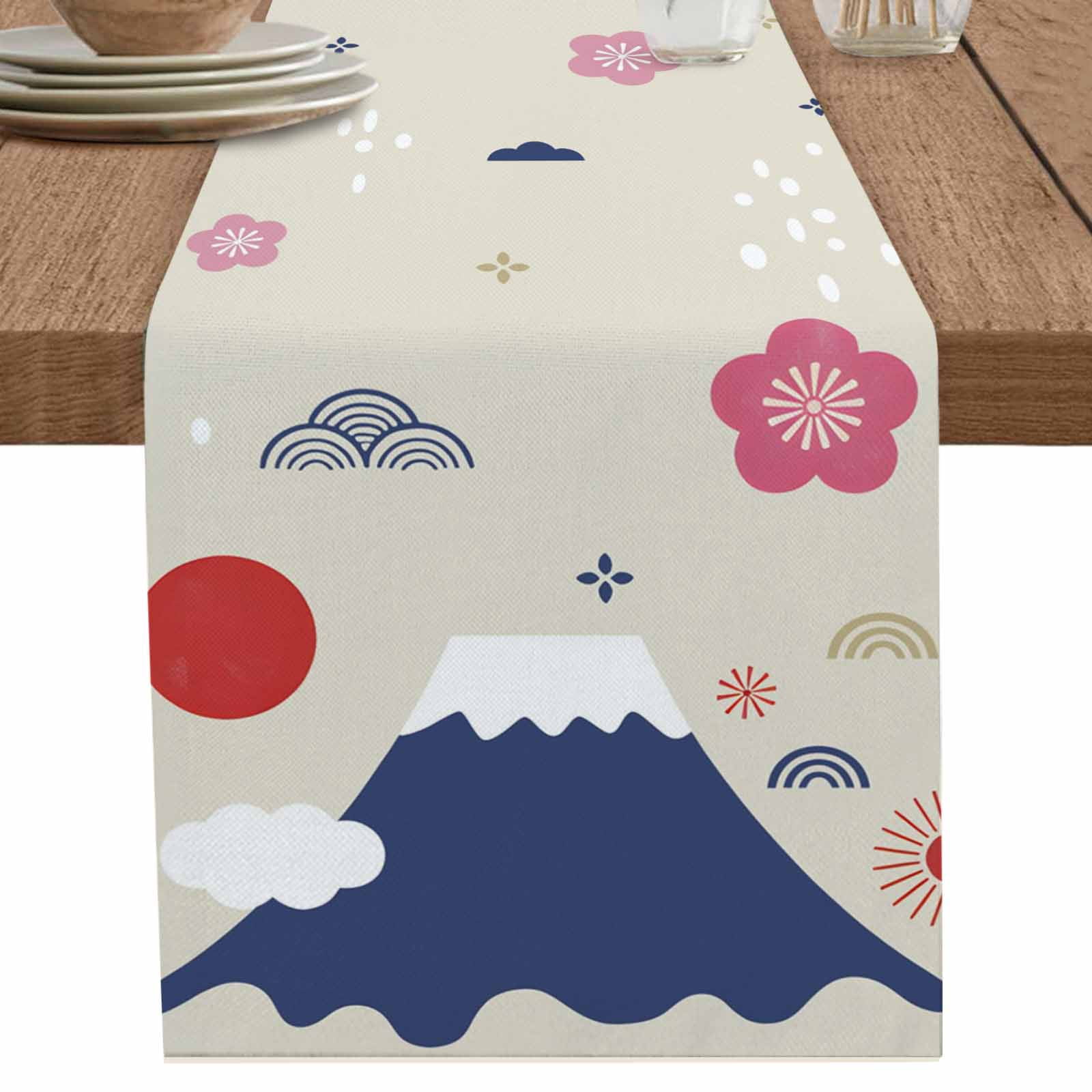 nqOlkjepod Japanese Cherry Table Runner 72 Inches Long Farmhouse Dress ...