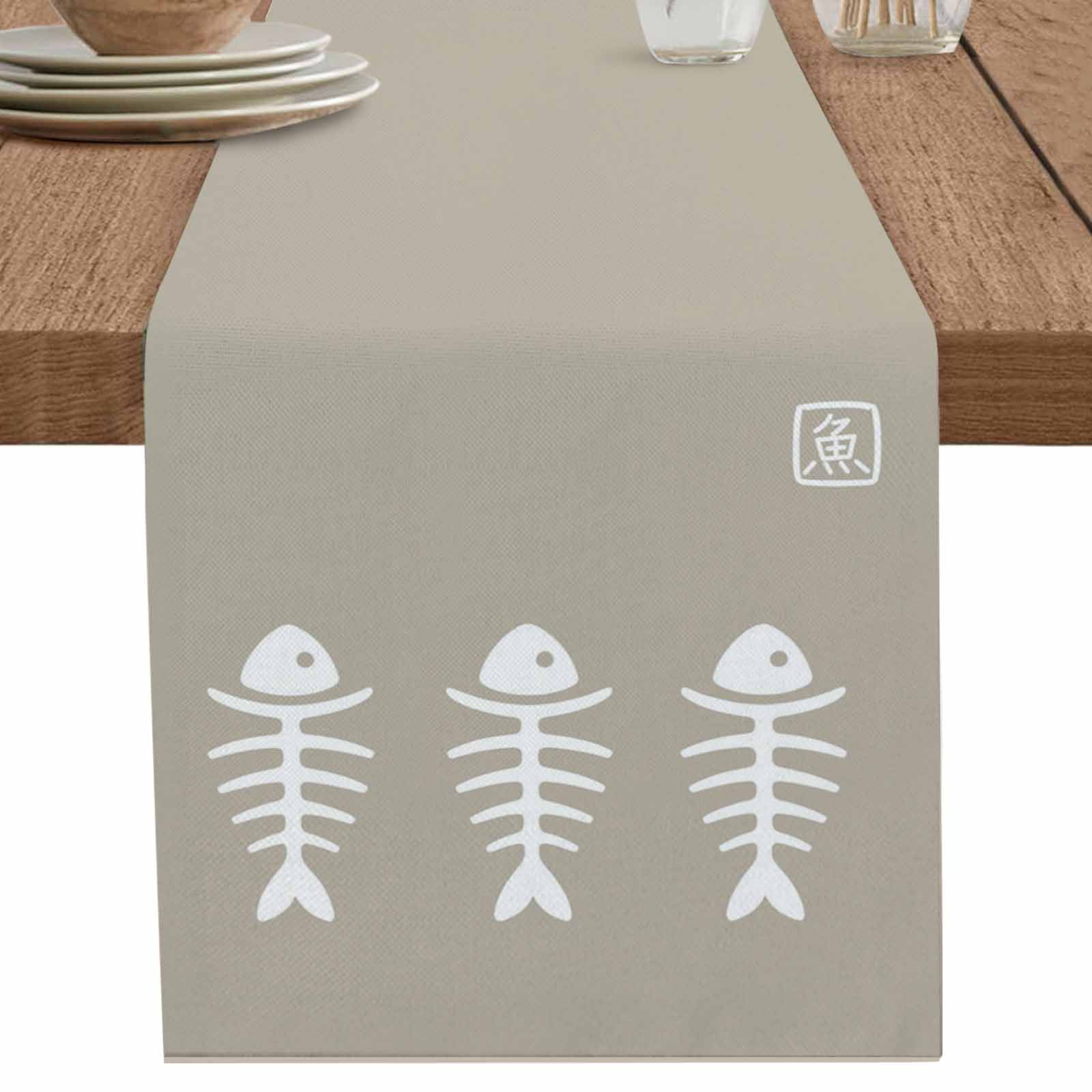 nqOlkjepod Japanese Fish Table Runner 60 Inches Long Farmhouse Dress ...