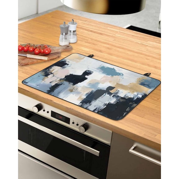 nqOlkjepod Large Induction Cooktop Protector Mat 24"x21", Abstract Oil Painting Stove Top Covers for Electric Stove, Modern Colorful Canvas Art Stove Burner Cover Mats, Glass Top Stove Cover
