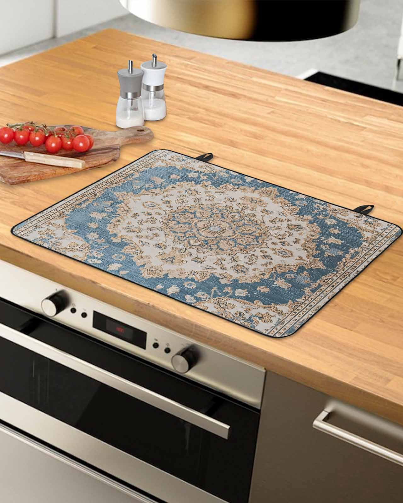 nqOlkjepod Large Induction Cooktop Protector Mat 24"x21", Boho Southwest Stove Top Covers for Electric Stove, Farmhouse Aztec Tribe Ethnic Motifs Stove Burner Cover Mats, Glass Top Stove Cover