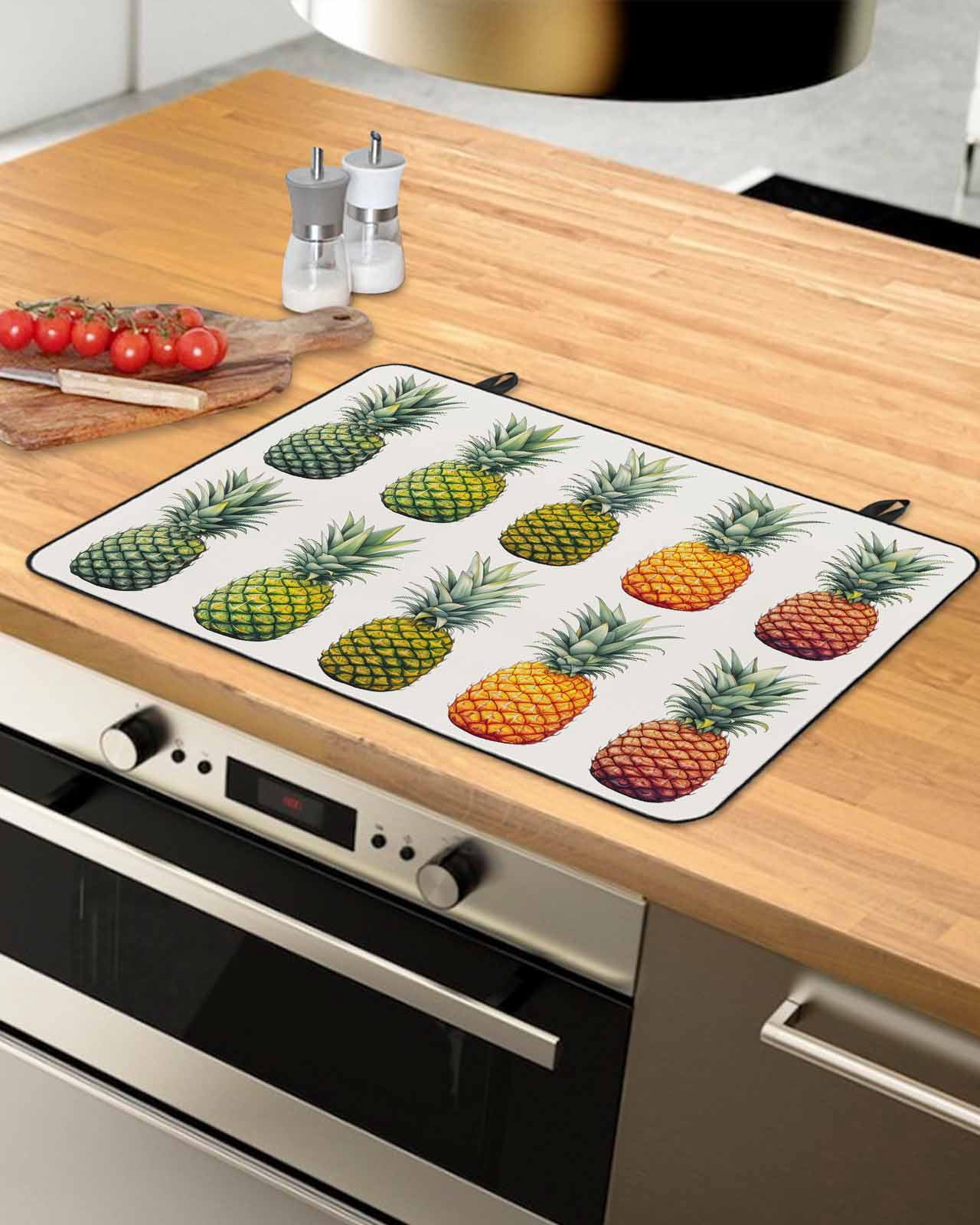 nqOlkjepod Large Induction Cooktop Protector Mat 24"x21", Gradient Pineapple Stove Top Covers for Electric Stove, Watercolor Modern Fruit Decorative Stove Burner Cover Mats, Glass Top Stove Cover