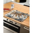 thumbnail image 1 of nqOlkjepod Large Induction Cooktop Protector Mat 24"x21", Navy Blue Brown Palm Tree Stove Top Covers for Electric Stove, Tropical Leaves Vintage Stove Burner Cover Mats, Glass Top Stove Cover, 1 of 8