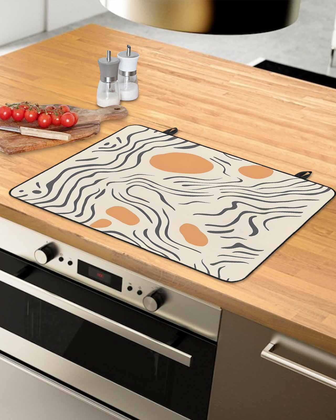 nqOlkjepod Large Induction Cooktop Protector Mat 24"x21", Orange Geometric Stove Top Covers for Electric Stove, Modern Color Block Abstract Decorative Stove Burner Cover Mats, Glass Top Stove Cover