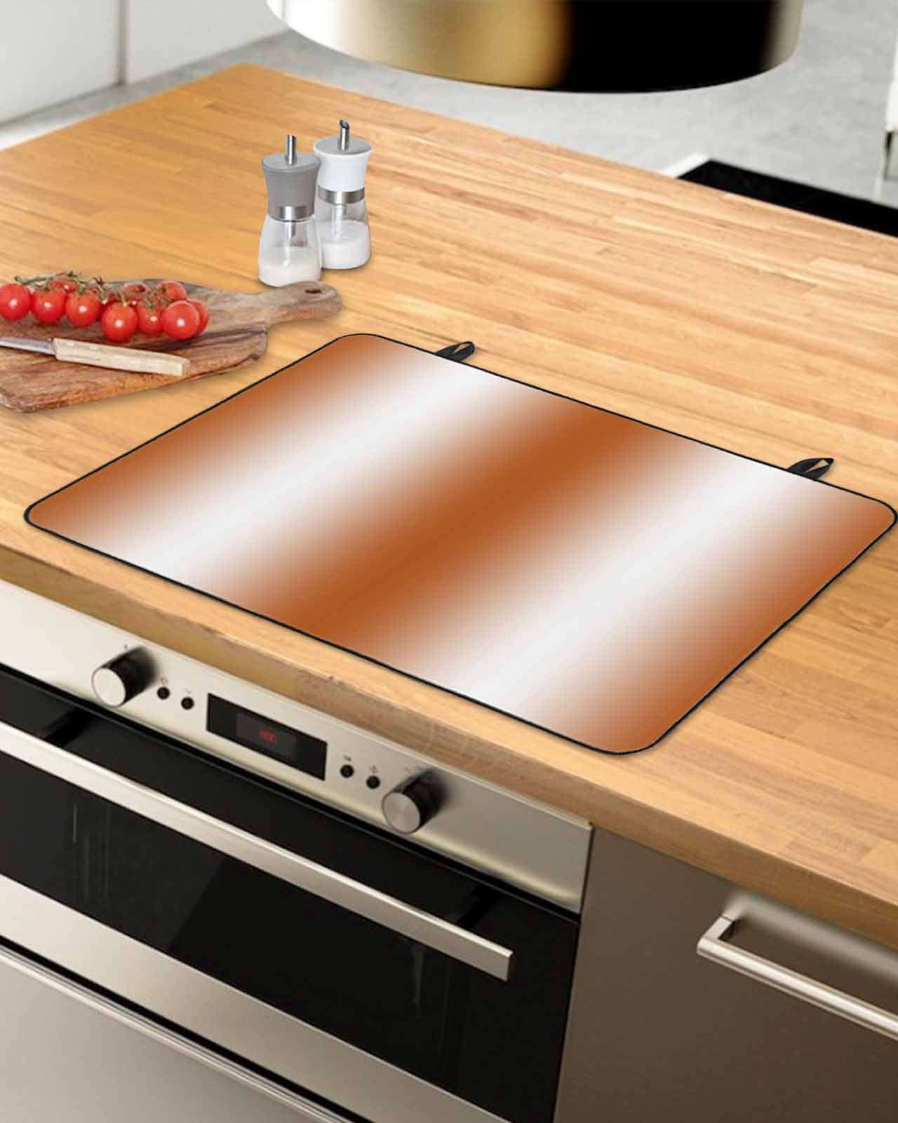 nqOlkjepod Large Induction Cooktop Protector Mat 24"x21", Orange White Ombre Stove Top Covers for Electric Stove, Farmhouse Country Minimalist Art Stove Burner Cover Mats, Glass Top Stove Cover