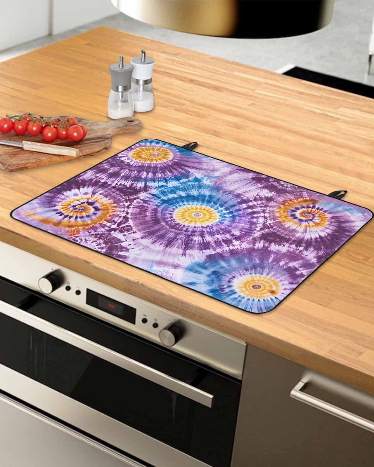nqOlkjepod Large Induction Cooktop Protector Mat 24"x21", Purple Orange Blue Stove Top Covers for Electric Stove, Ethnic Modern Abstract Geometric Stove Burner Cover Mats, Glass Top Stove Cover