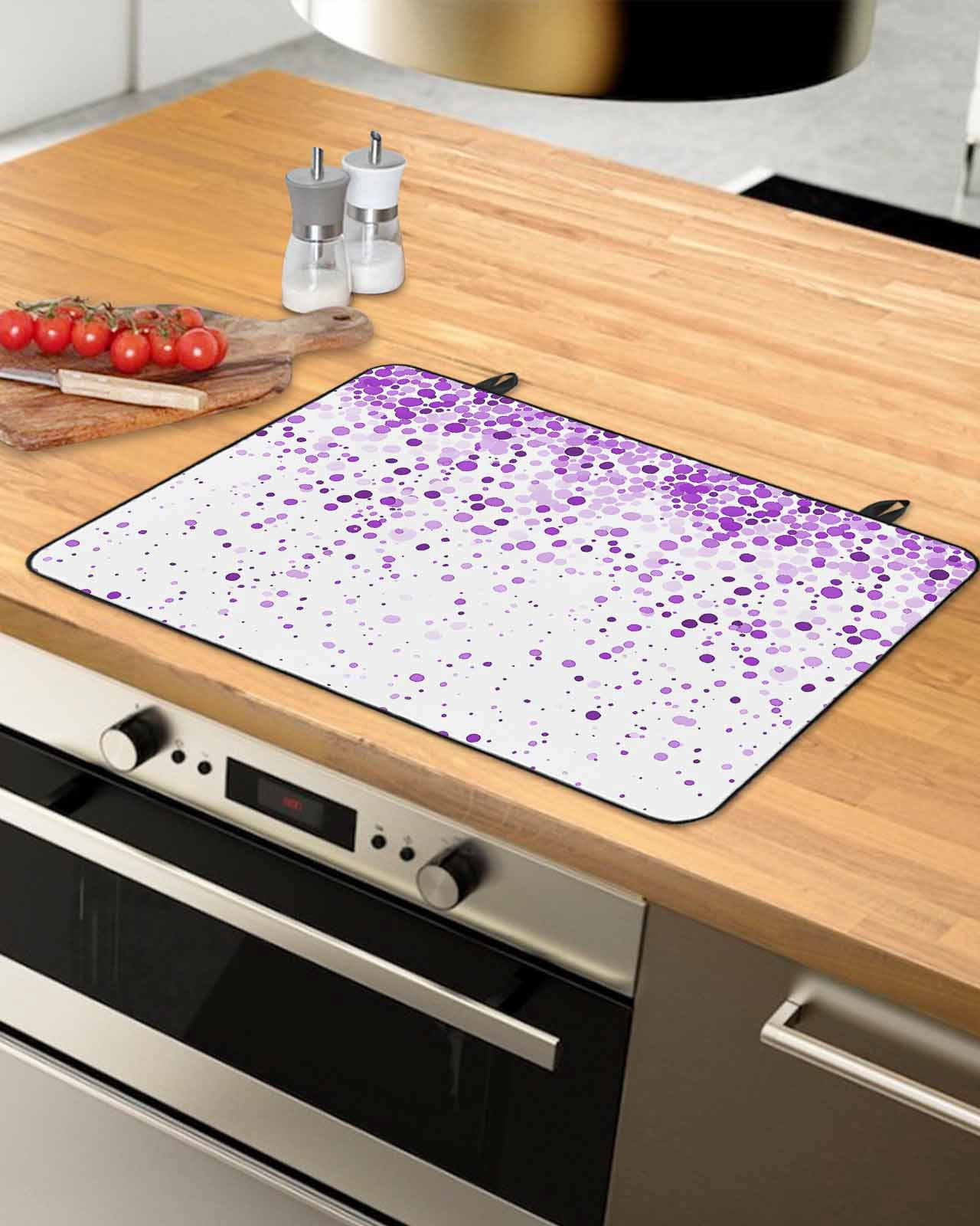 nqOlkjepod Large Induction Cooktop Protector Mat 24"x21", Purple Polka Dot Stove Top Covers for Electric Stove, Abstract Modern Art Dots Watercolor Stove Burner Cover Mats, Glass Top Stove Cover