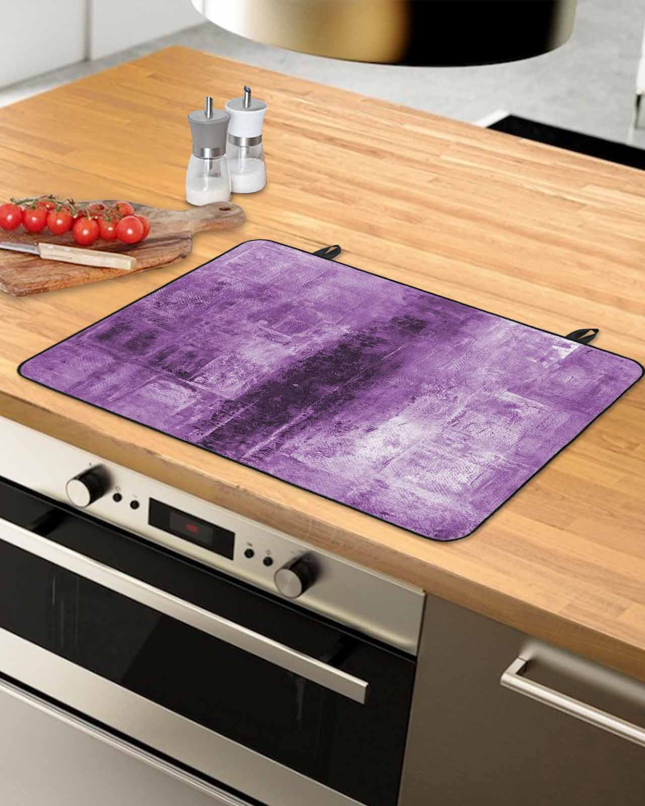 nqOlkjepod Large Induction Cooktop Protector Mat 24"x21", Purple Stove Top Covers for Electric Stove, Retro Oil Painting Modern Abstract Art Aesthetics Stove Burner Cover Mats, Glass Top Stove Cover