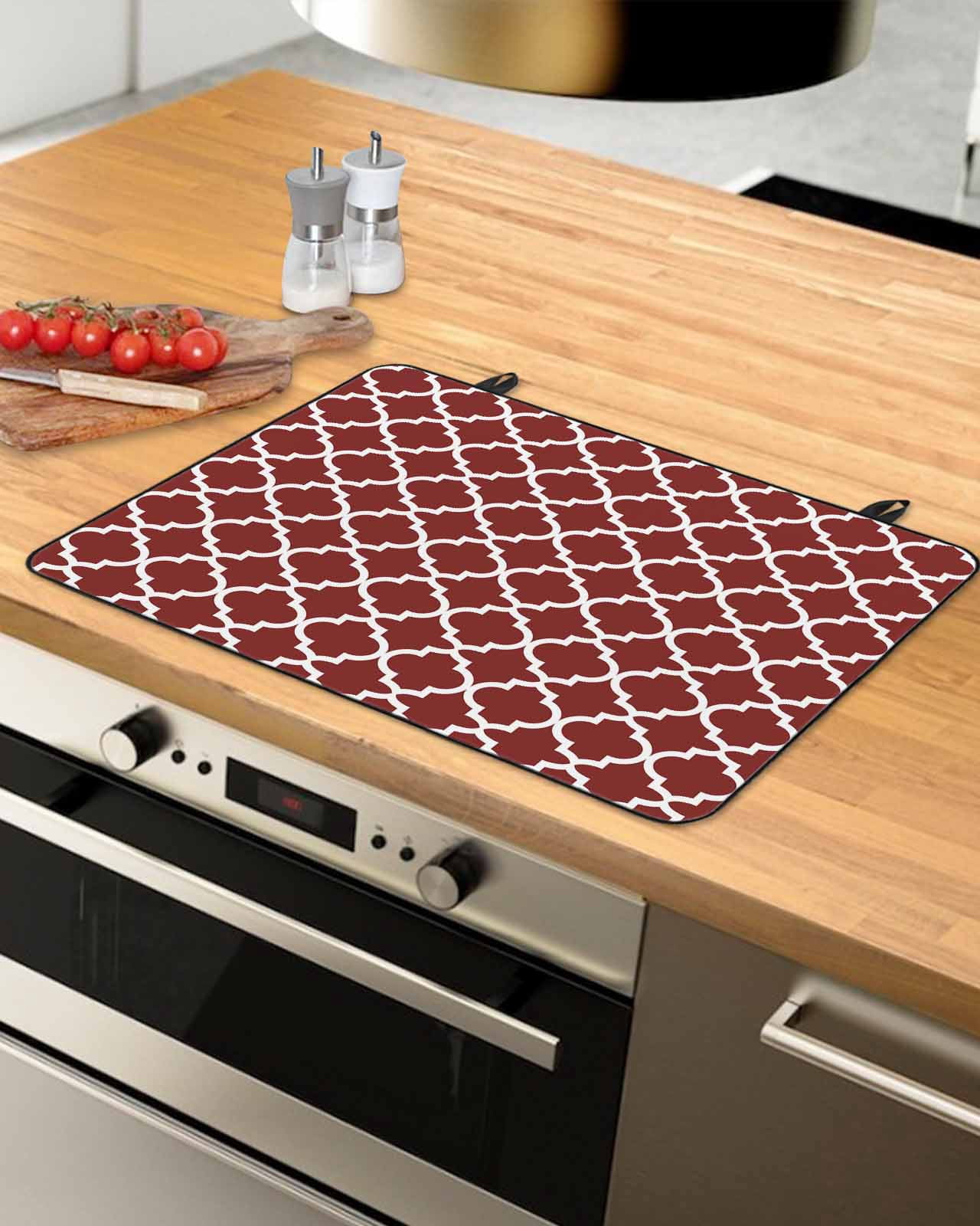 nqOlkjepod Large Induction Cooktop Protector Mat 24"x21", Red Moroccon Stove Top Covers for Electric Stove, Vintage Farmhouse Minimalist Motifs Art Stove Burner Cover Mats, Glass Top Stove Cover
