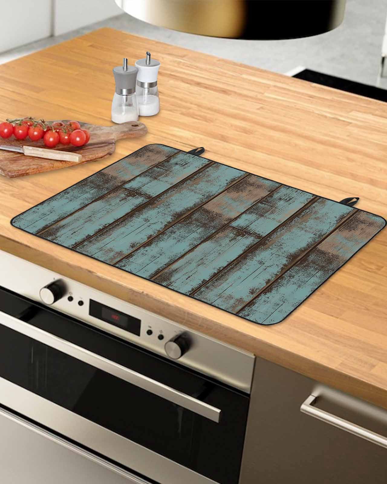 nqOlkjepod Large Induction Cooktop Protector Mat 24"x21", Retro Wooden Grain Stove Top Covers for Electric Stove, Farmhouse Vintage Gradient Texture Stove Burner Cover Mats, Glass Top Stove Cover