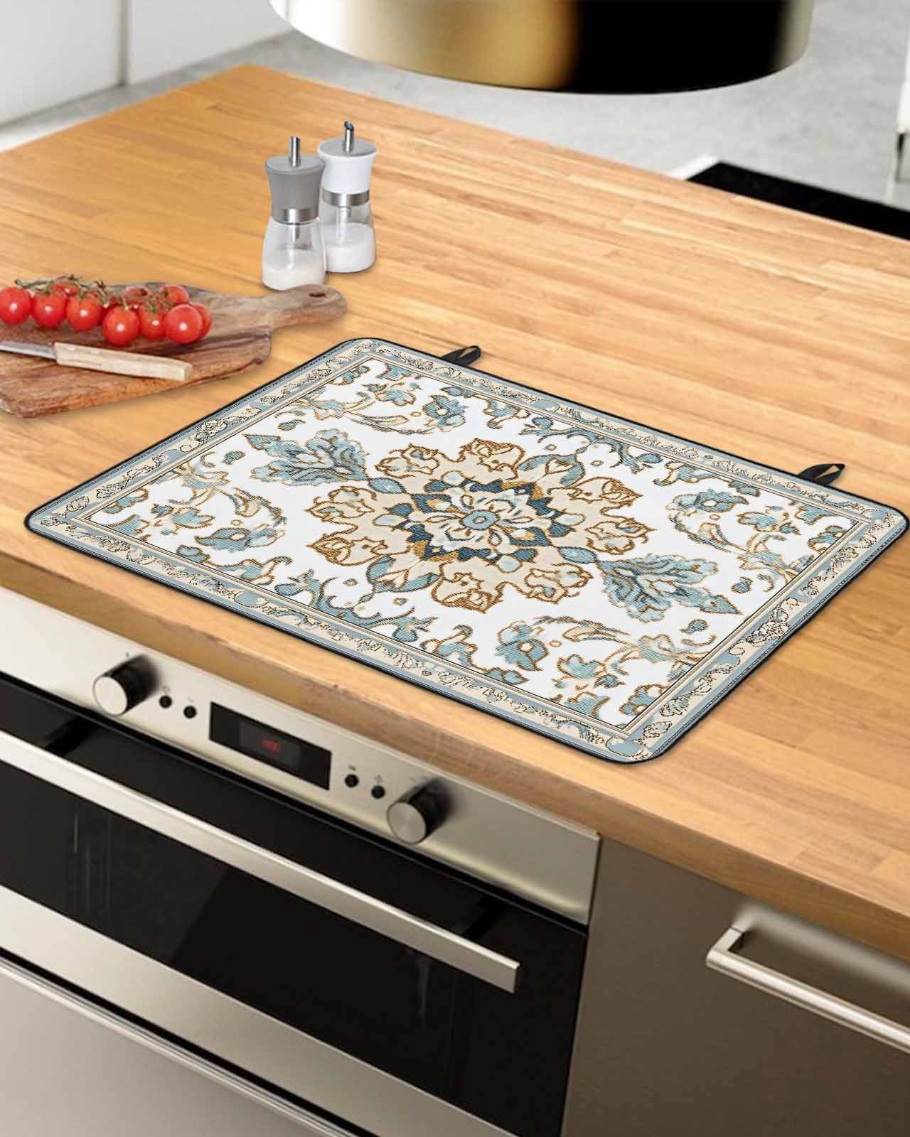 nqOlkjepod Large Induction Cooktop Protector Mat 24"x21", Rustic Aztec Stove Top Covers for Electric Stove, Farmhouse Southwest Ethnic Floral Aesthetic Stove Burner Cover Mats, Glass Top Stove Cover