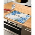 thumbnail image 1 of nqOlkjepod Large Induction Cooktop Protector Mat 24"x21", Spring Blue Rose Stove Top Covers for Electric Stove, Green Leaves Vintage Country Rustic Stove Burner Cover Mats, Glass Top Stove Cover, 1 of 8
