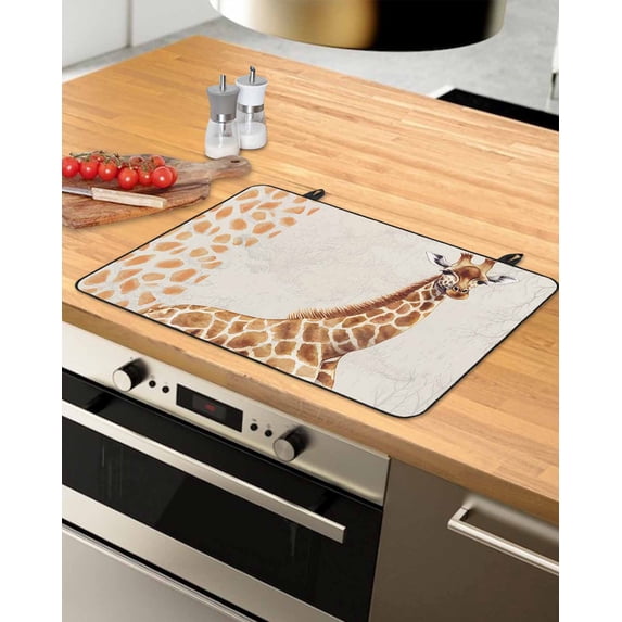 nqOlkjepod Large Induction Cooktop Protector Mat 24"x21", Vintage Giraffe Stove Top Covers for Electric Stove, Modern Art Animal Watercolor Decorative Stove Burner Cover Mats, Glass Top Stove Cover