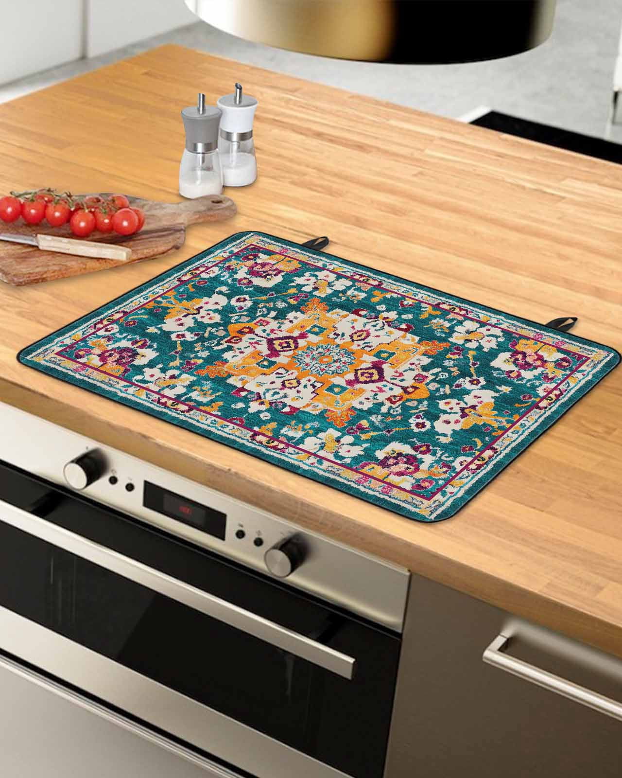 nqOlkjepod Large Induction Cooktop Protector Mat 24"x21", Vintage Southwest Stove Top Covers for Electric Stove, Boho Aztec Farmhouse Pattern Art Stove Burner Cover Mats, Glass Top Stove Cover