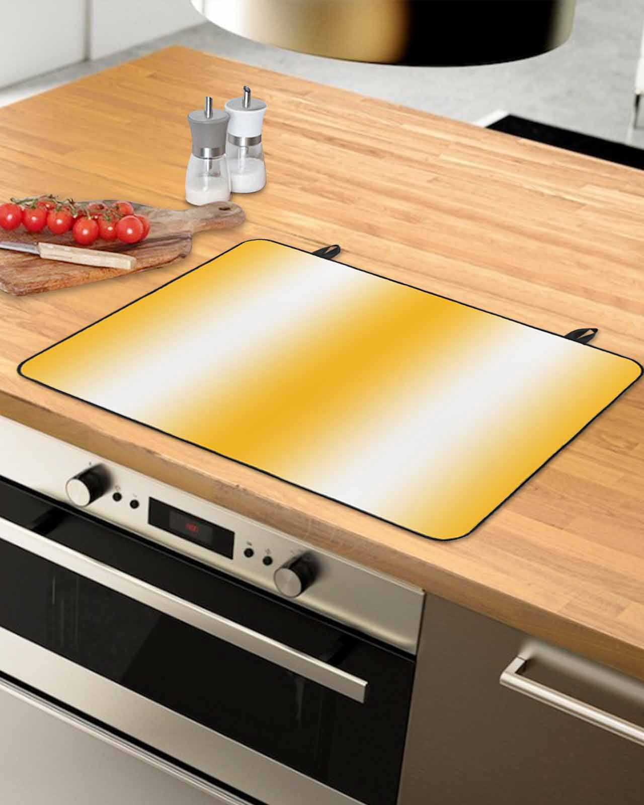 nqOlkjepod Large Induction Cooktop Protector Mat 24"x21", Yellow White Ombre Stove Top Covers for Electric Stove, Modern Gradient Minimalist Aesthetic Stove Burner Cover Mats, Glass Top Stove Cover