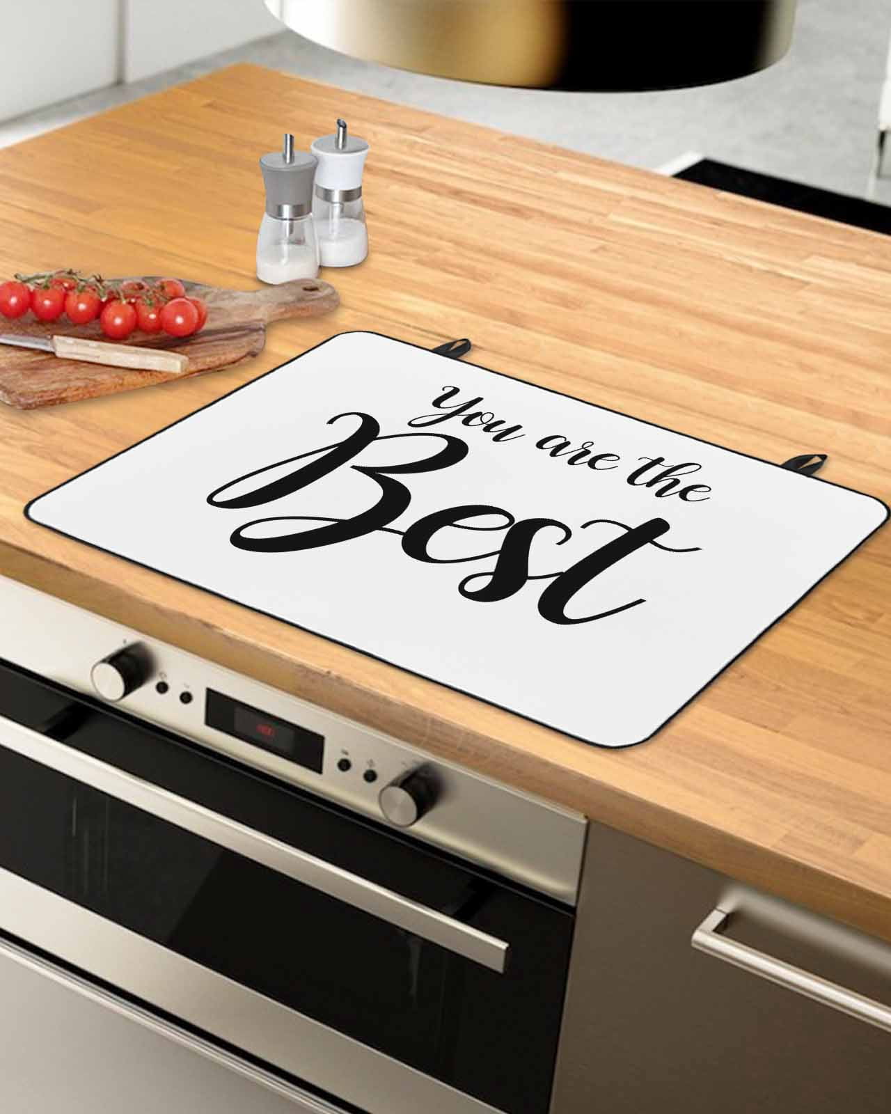 nqOlkjepod Large Induction Cooktop Protector Mat 24"x21", You Are The Best Stove Top Covers for Electric Stove, Black Words Decorative Stove Burner Cover Mats, Glass Top Stove Cover