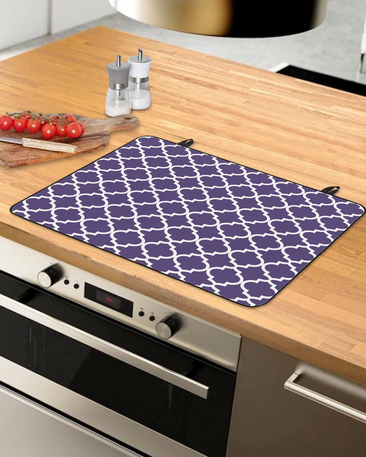 nqOlkjepod Large Induction Cooktop Protector Mat 28.5"x20.5", Purple Moroccon Stove Top Covers for Electric Stove, Country Chic Ethnic Minimalist Motifs Stove Burner Cover Mats Stove Cover