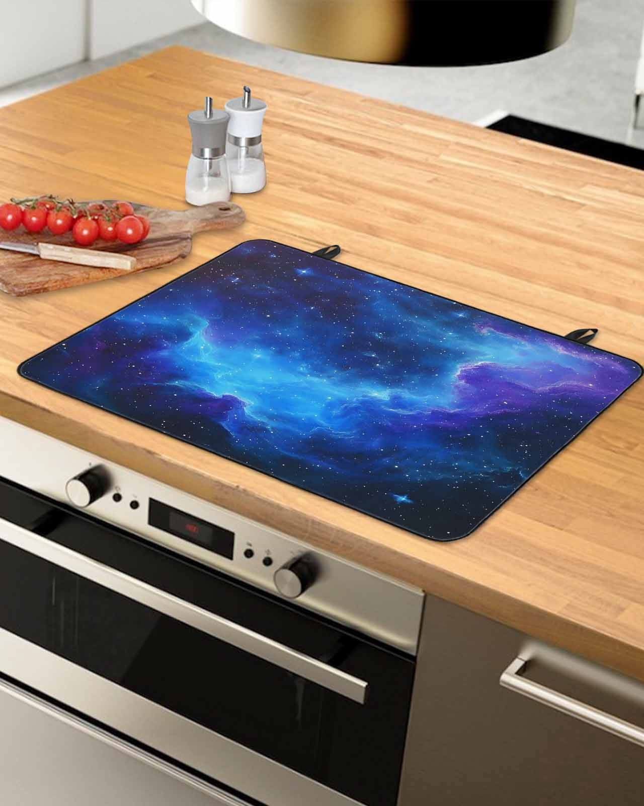 nqOlkjepod Large Induction Cooktop Protector Mat 31"x24", Blue Purple Sky Stove Top Covers for Electric Stove, Abstract Modern Art Clouds Decorative Stove Burner Cover Mats, Glass Top Stove Cover