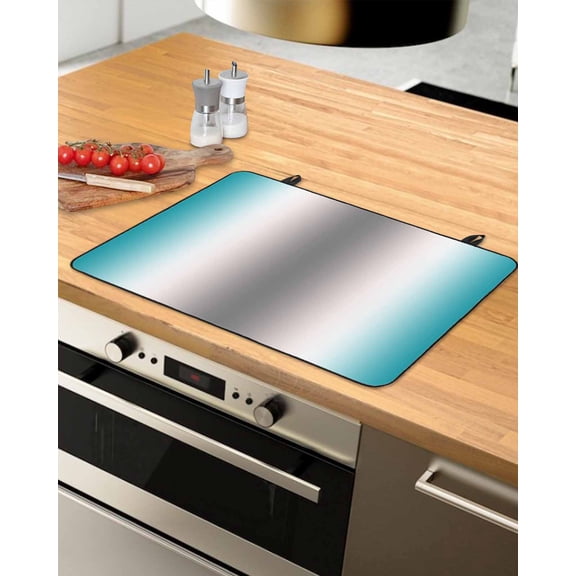 nqOlkjepod Large Induction Cooktop Protector Mat 31"x24", Turquoise Grey Stove Top Covers for Electric Stove, Gray Farmhouse Modern Rustic Decorative Stove Burner Cover Mats, Glass Top Stove Cover