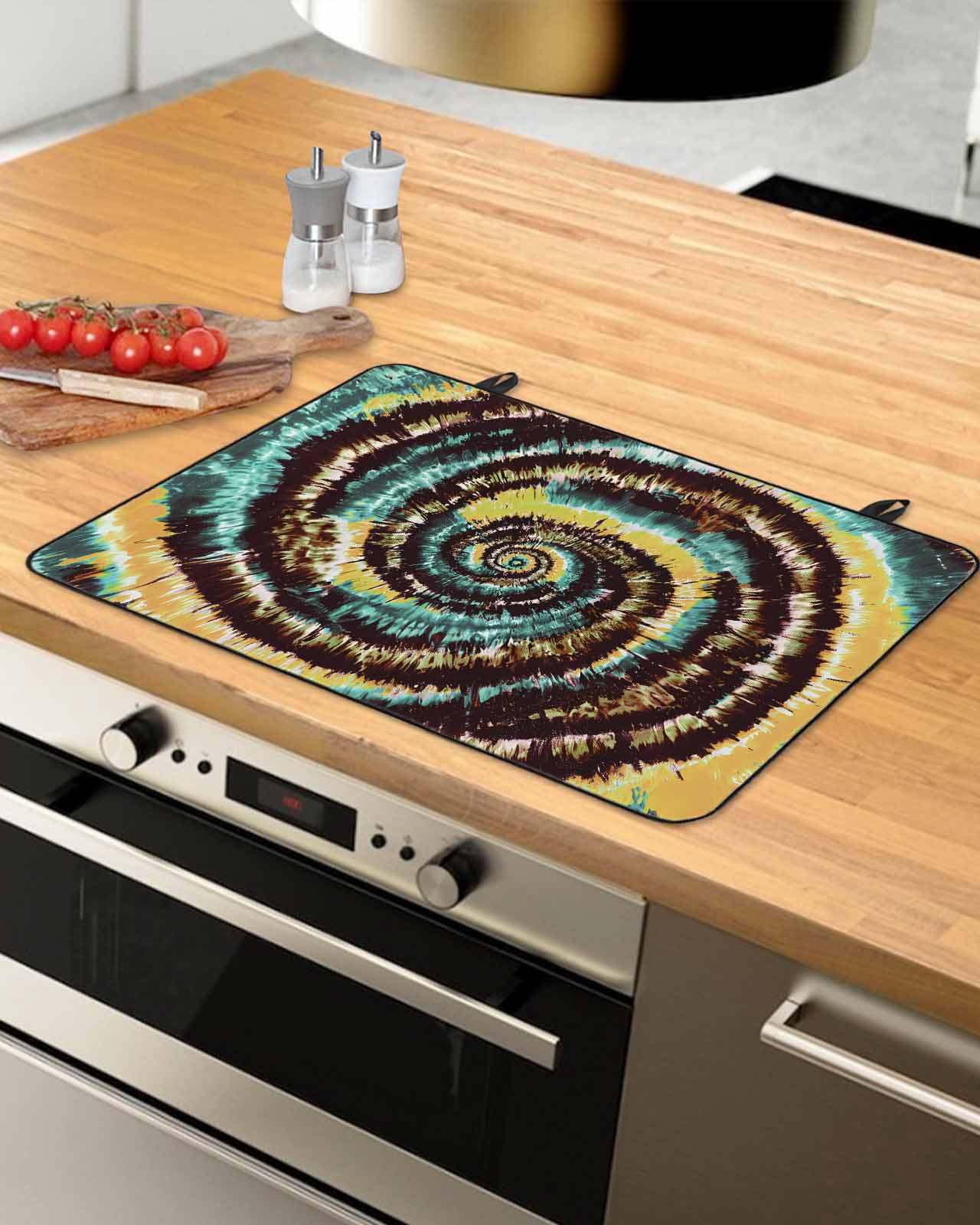 nqOlkjepod Large Induction Cooktop Protector Mat 36"x21", Abstract Art Stove Top Covers for Electric Stove, Colorful Ethnic Geometric Modern Decorative Stove Burner Cover Mats, Glass Top Stove Cover