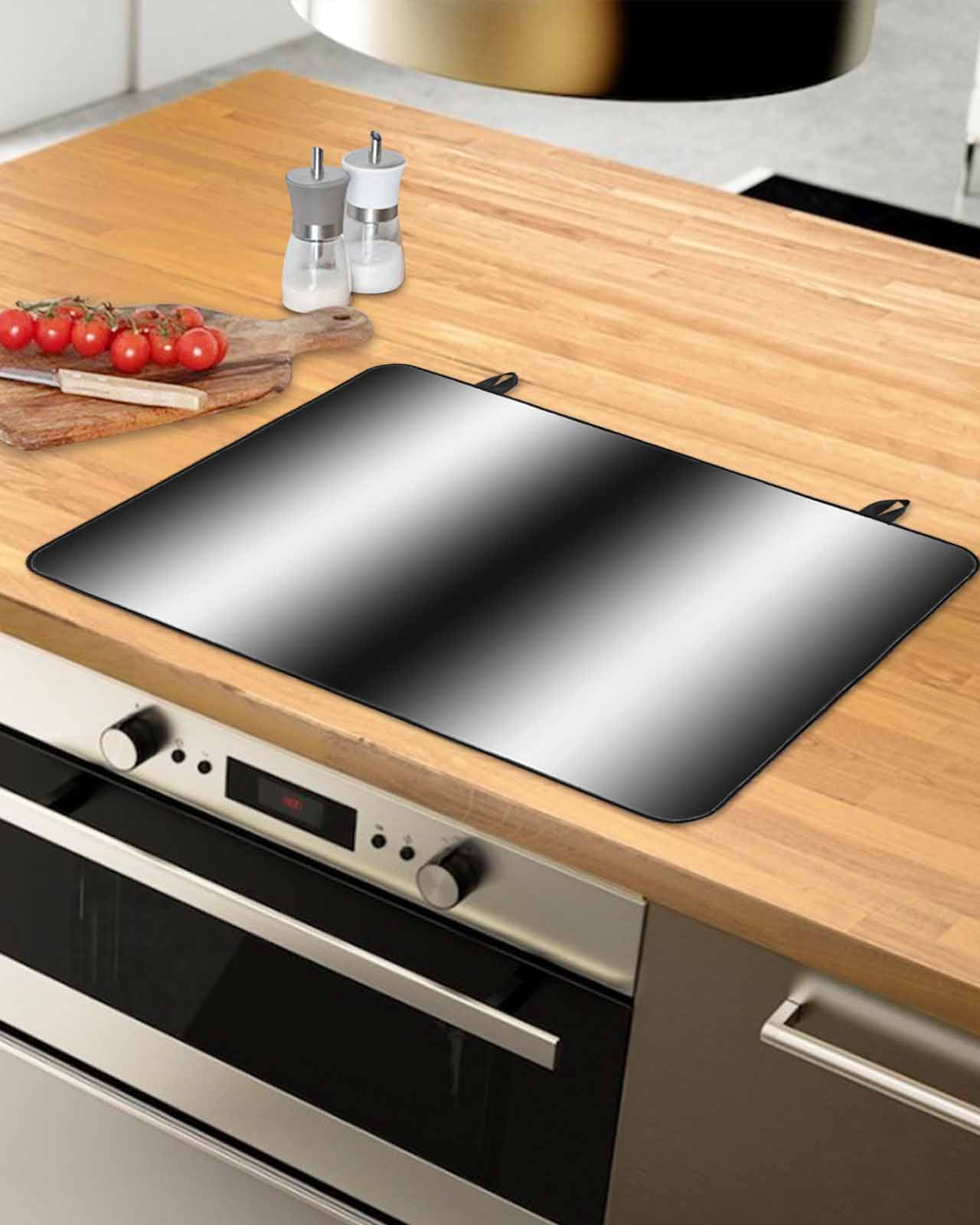 nqOlkjepod Large Induction Cooktop Protector Mat 36"x21", Black White Ombre Stove Top Covers for Electric Stove, Modern Minimalism Gradient Abstract Stove Burner Cover Mats, Glass Top Stove Cover