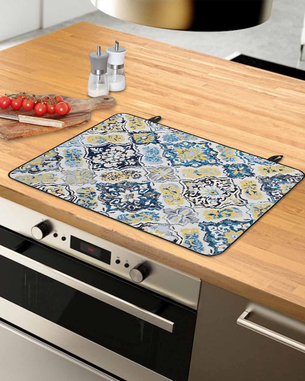 nqOlkjepod Large Induction Cooktop Protector Mat 36"x21", Boho Etnic Stove Top Covers for Electric Stove, Vintage Colorful Country Abstract Geometric Stove Burner Cover Mats, Glass Top Stove Cover