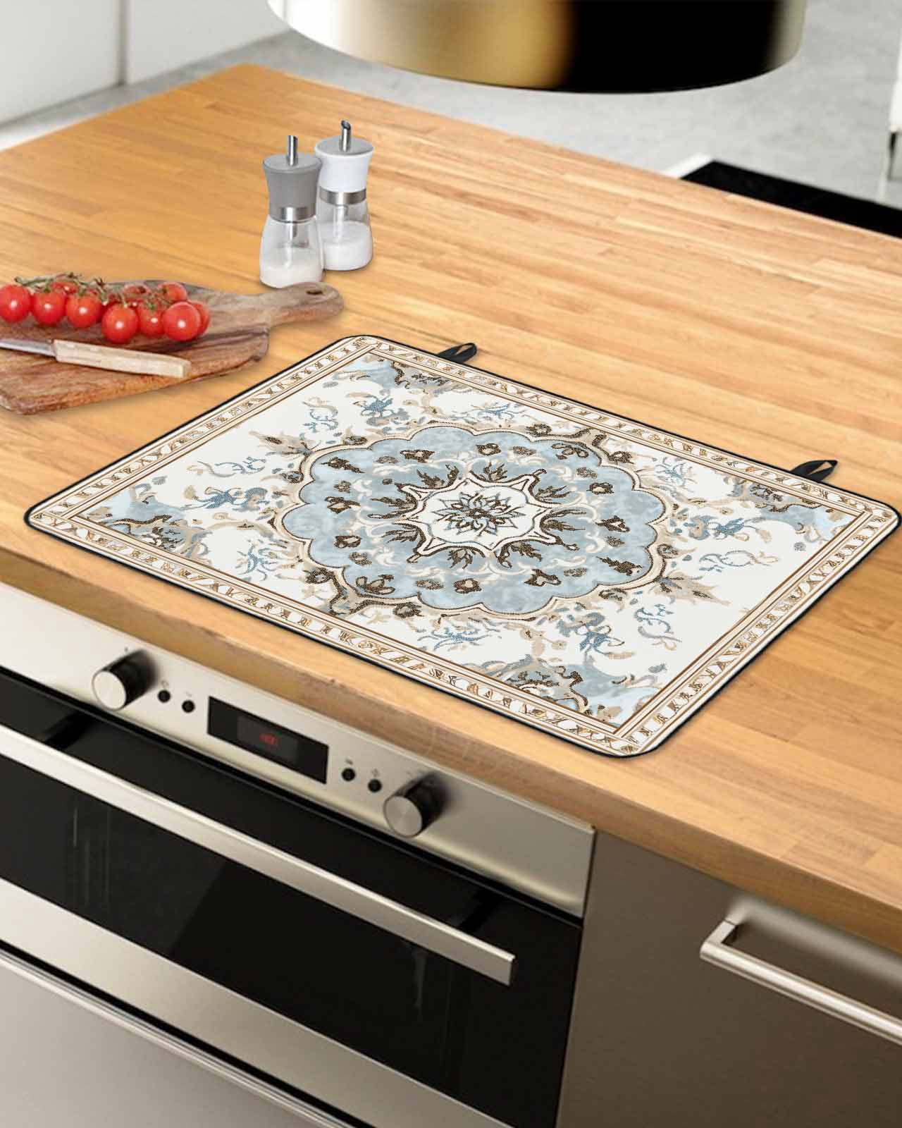 nqOlkjepod Large Induction Cooktop Protector Mat 36"x21", Boho Stove Top Covers for Electric Stove, Ethnic Aztec Southwest Neutral Aesthetic Motifs Stove Burner Cover Mats, Glass Top Stove Cover