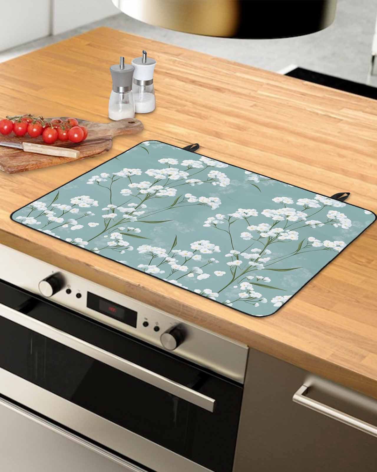 nqOlkjepod Large Induction Cooktop Protector Mat 36"x21", Cherry Blossoms Stove Top Covers for Electric Stove, Watercolor Flowers Spring Summer Stove Burner Cover Mats, Glass Top Stove Cover
